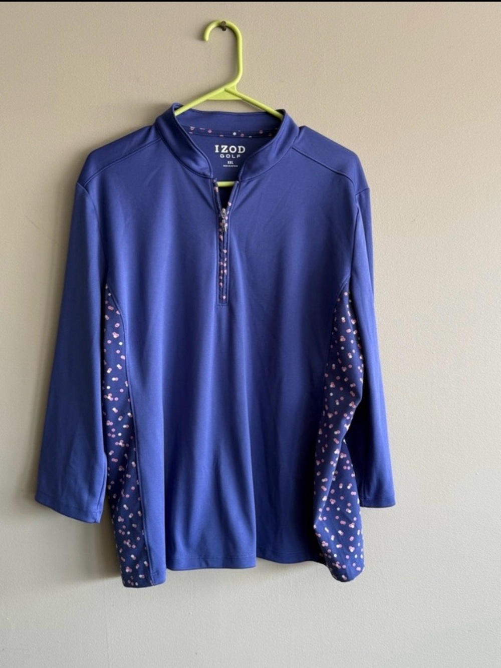 Izod Golf Blue Pullover with Polka Dot Accents 1/4 Zip